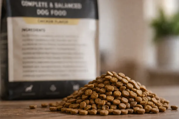 Dog kibble and packaged dog food